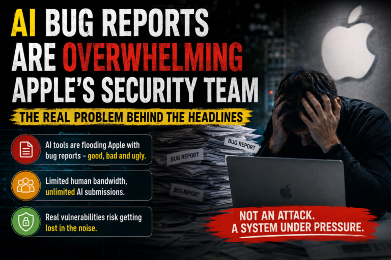 Apple security analyst overwhelmed by AI-generated bug reports as genuine vulnerabilities risk getting lost in the noise