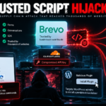 Brevo supply-chain attack showing compromised Cloudflare infrastructure delivering malicious scripts to customer websites